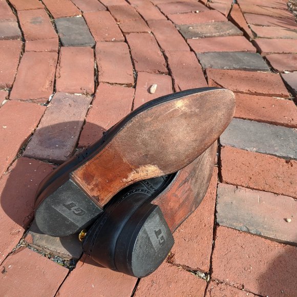 VTG Alan McAfee Mens Wingtip Shoes 11 C Black Leather Brogue England - Picture 5 of 16